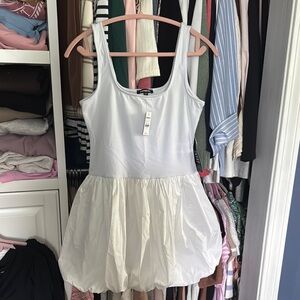 Express White Mini Bubble Dress